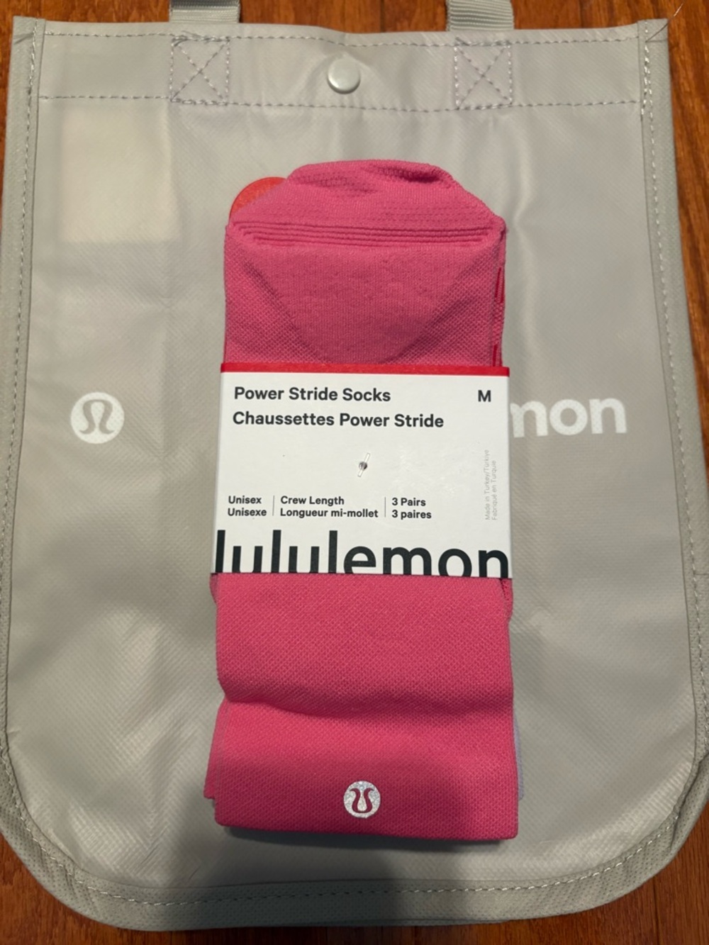 NWT lululemon Power Stride Crew Socks - Pink (3-Pack)